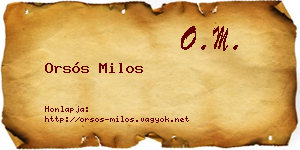 Orsós Milos névjegykártya